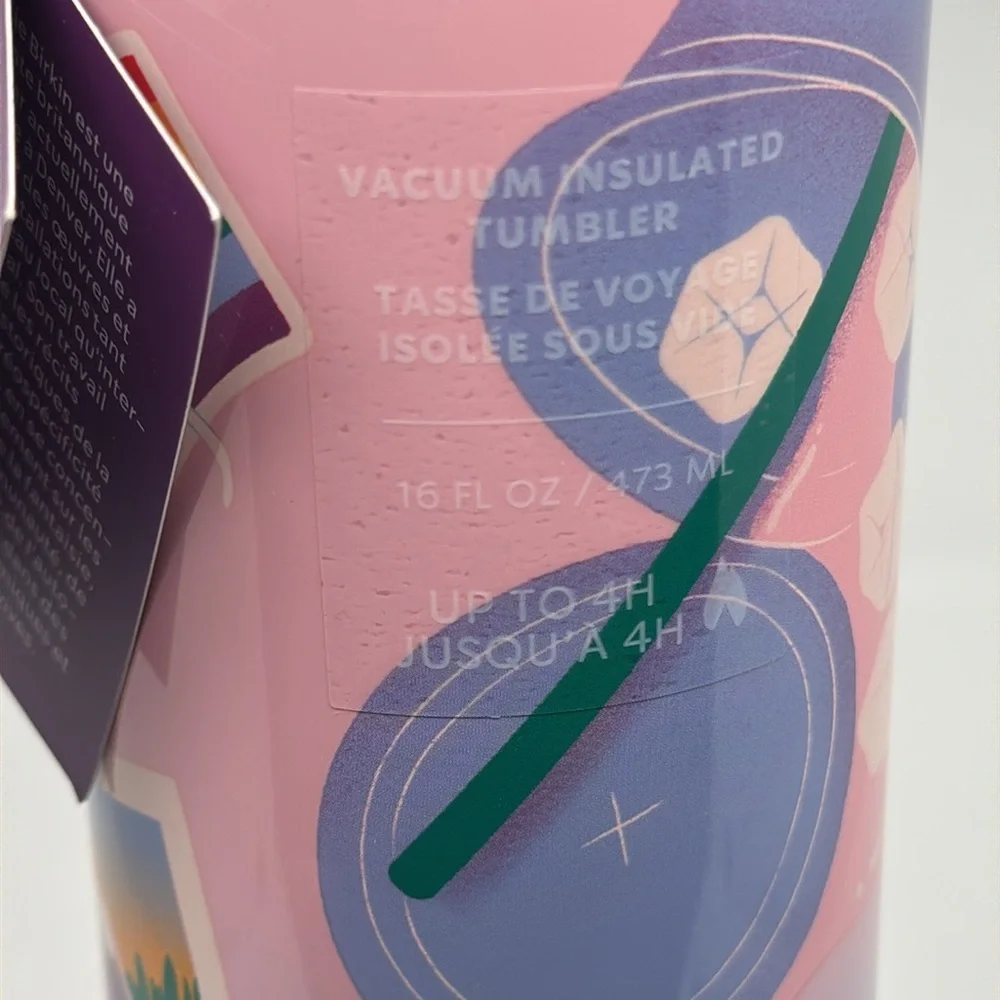 Starbuck Pride Month Exclusive Sofia Birkin Pink Stainless 16 oz Tumbler - NEW‎